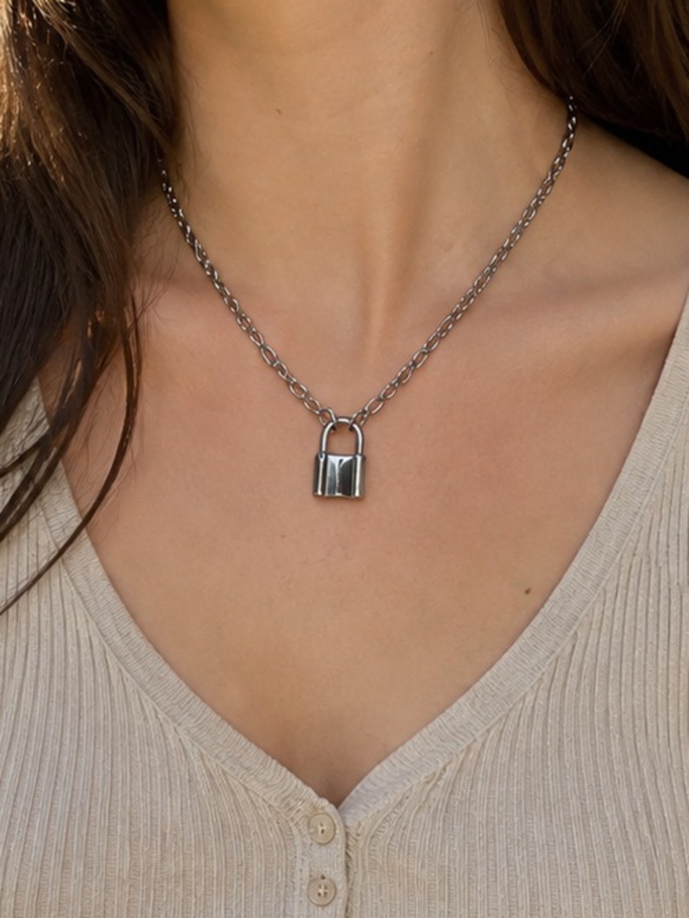 Brandy Melville Silver Lock Necklace
